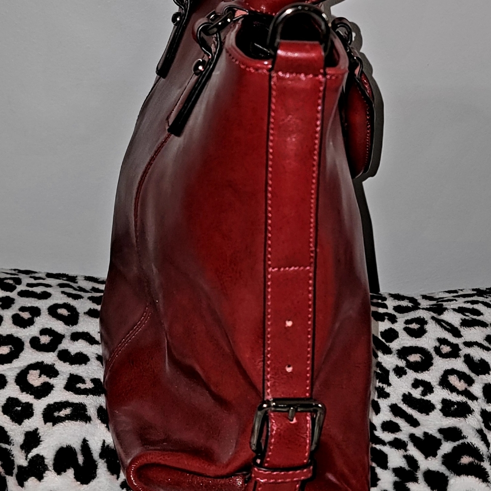 (SOLD) 3-Way Genuine Leather Shoulder Bag Work Tote Handbag - Picture 4 of 12